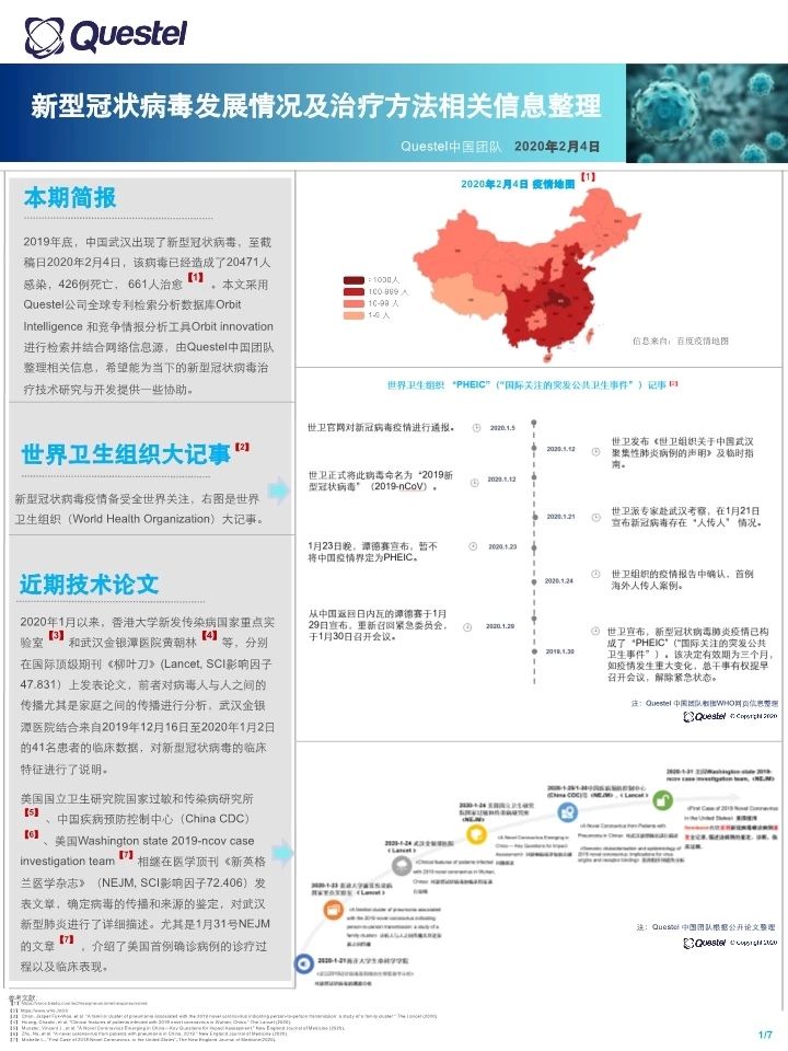 关注！新型冠状病毒发展情况及治疗方法相关信息整理