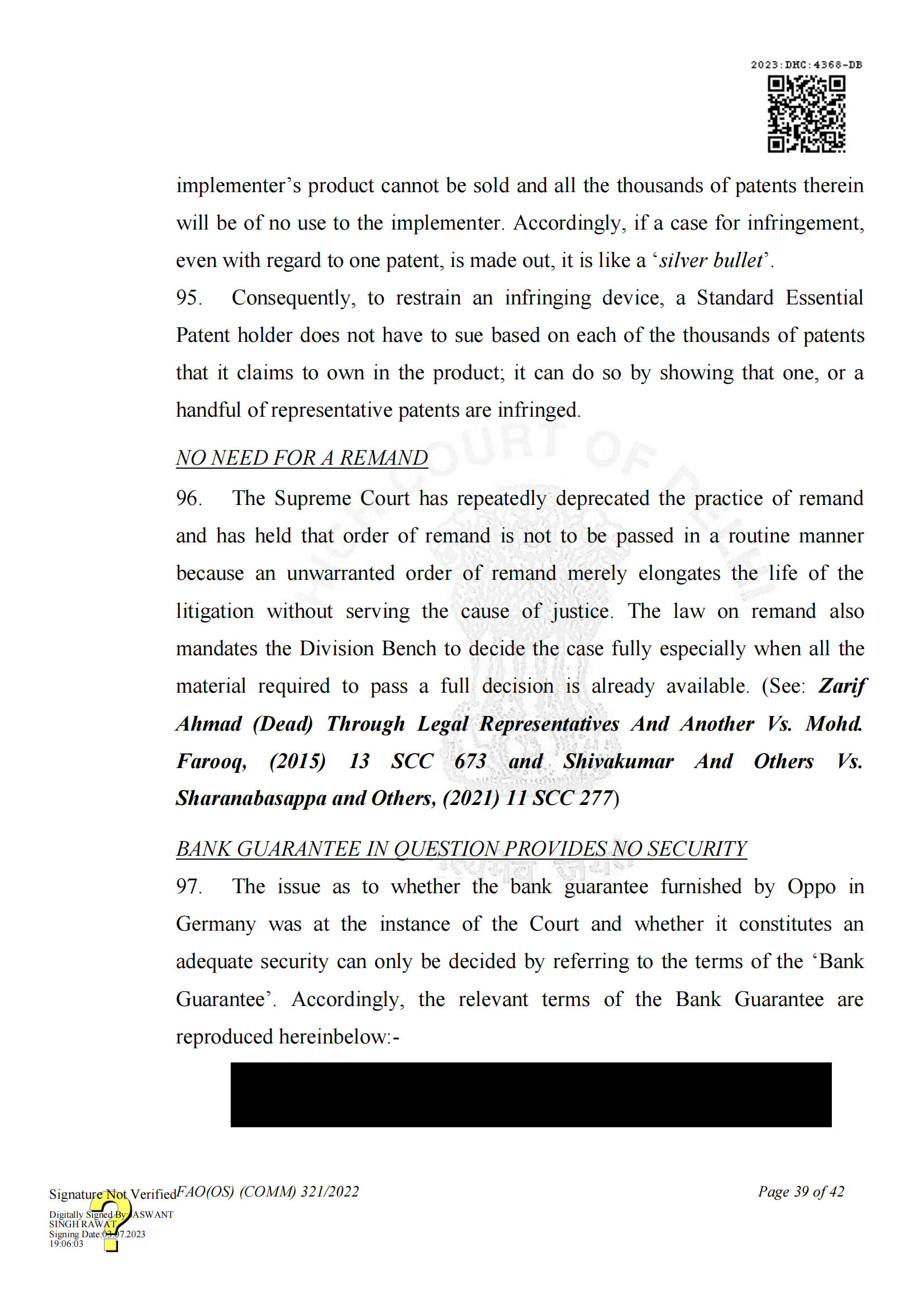 最新进展！印度高等法院要求OPPO支付保证金，因涉嫌侵犯诺基亚5G SEPs｜判决书