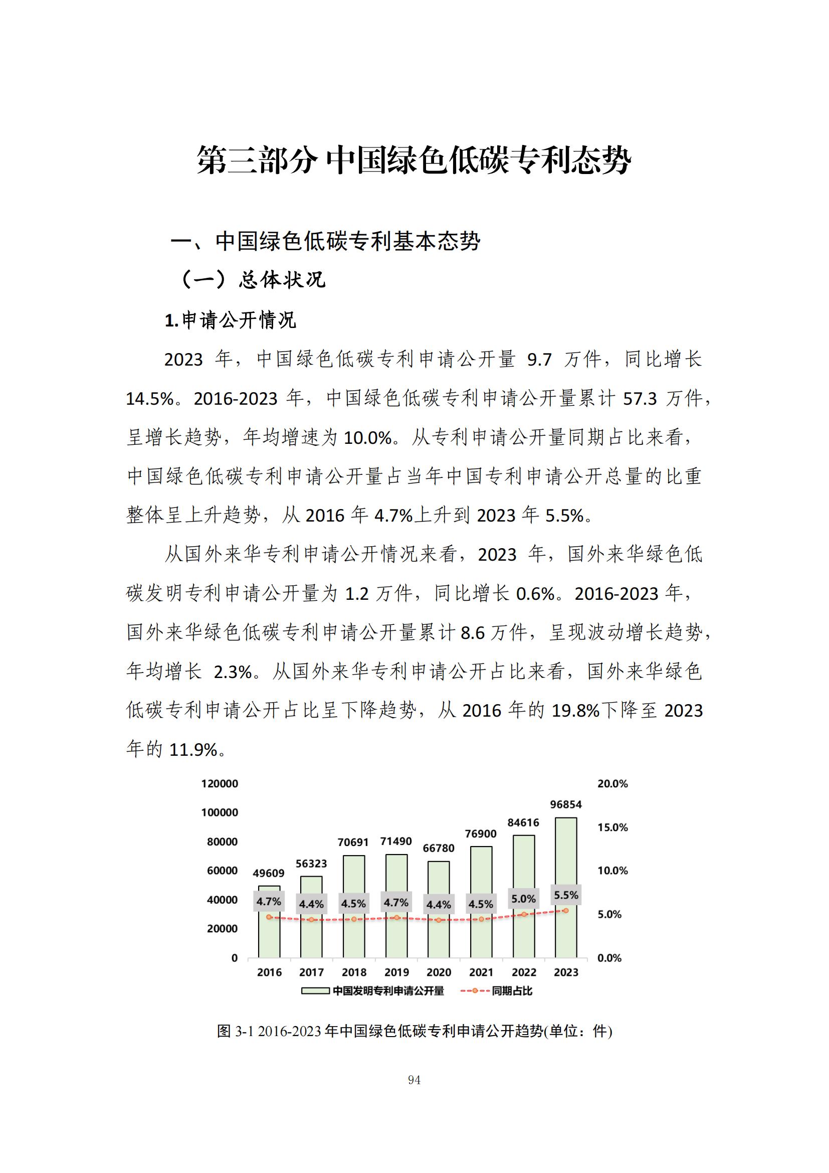 《绿色低碳专利统计分析报告（2024）》中英文版全文发布！