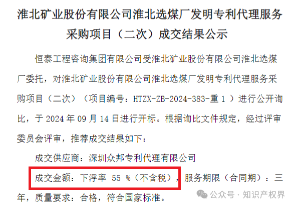 专代协会抵制的招标终止了，但低价代理又出现了，下浮率55%，专利未授权要退费......