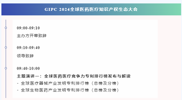 倒计时报名！GIPC 2024全球医药医疗知识产权生态大会将于9月28日在广州举行