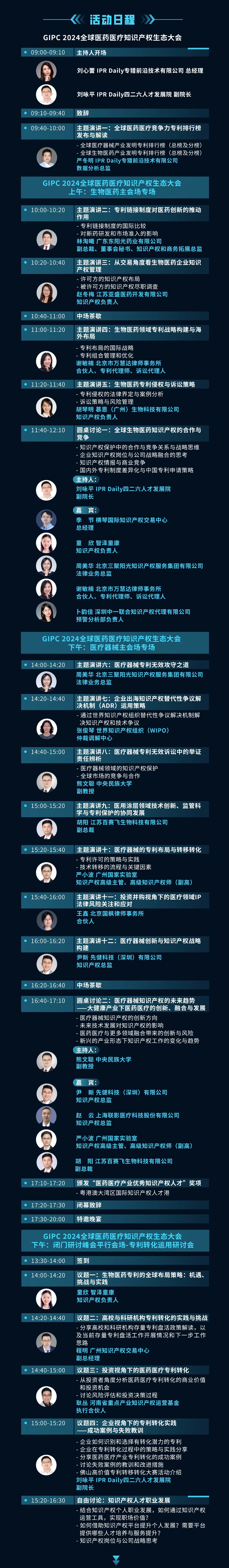 倒计时2天！GIPC 2024全球医药医疗知识产权生态大会（最新议程&演讲嘉宾）