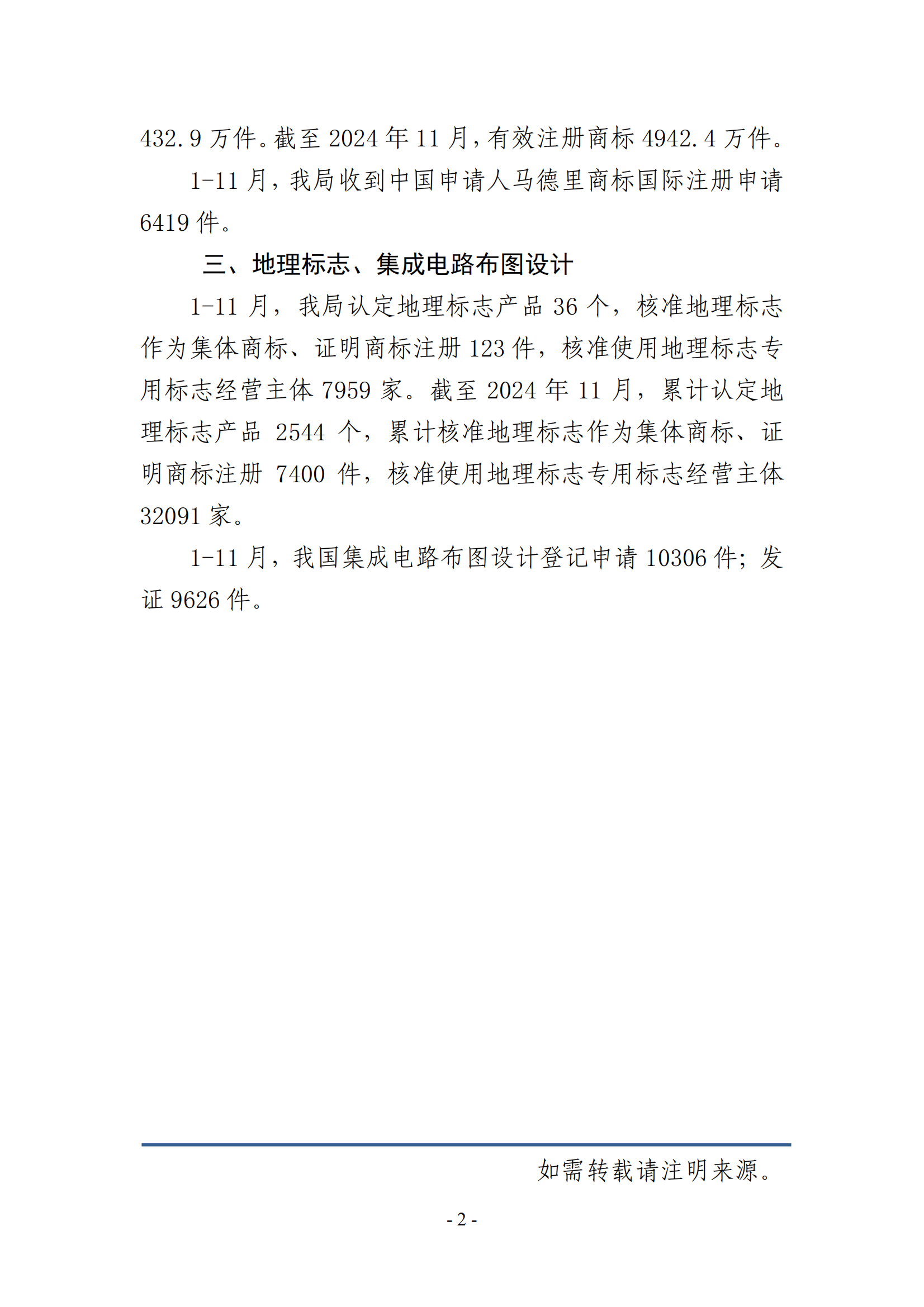 2024年1-11月专利、商标、地理标志等知识产权主要统计数据 | 附数据详情