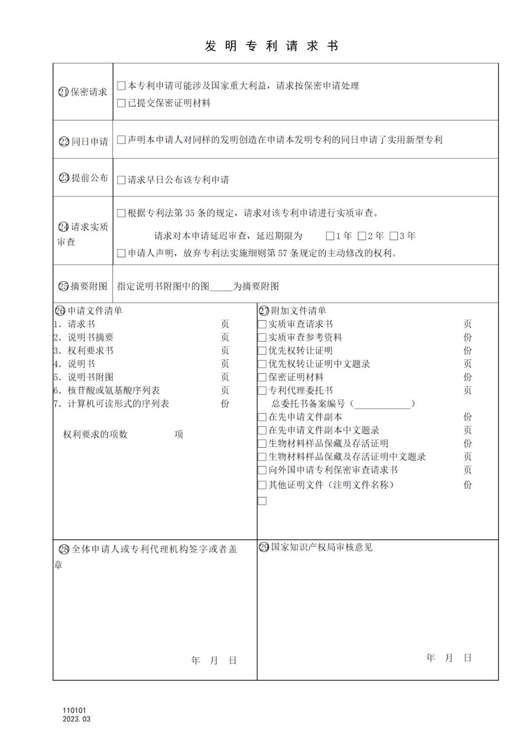 2025.1.10日起启用！新修订七张专利申请请求类表格