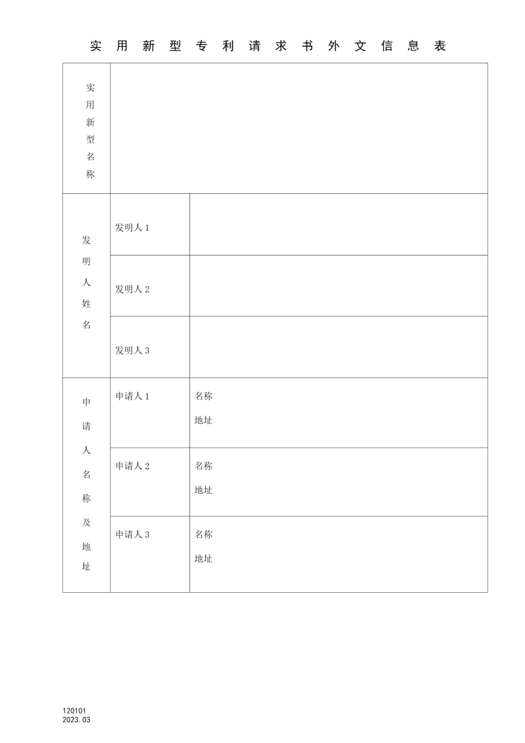 2025.1.10日起启用！新修订七张专利申请请求类表格