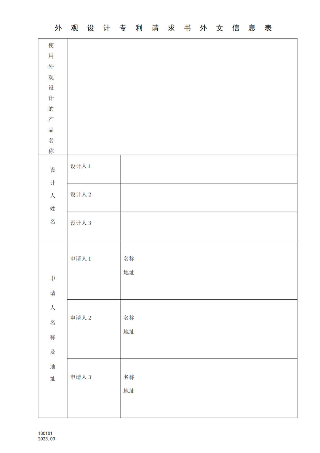 2025.1.10日起启用！新修订七张专利申请请求类表格